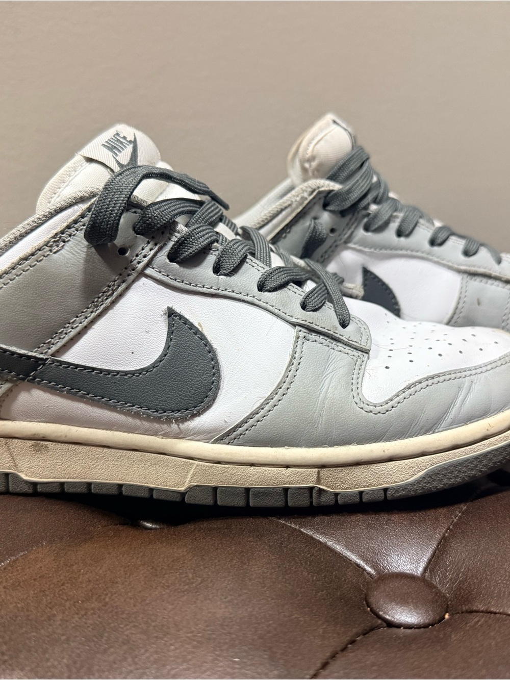 Nike White and Gray Low-Top Sneakers